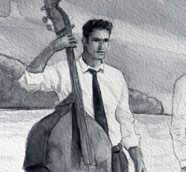 Watercolour painting by Theo Michael, detail The Journey Continues