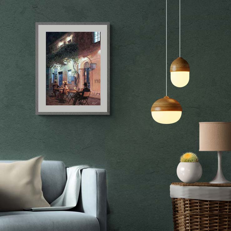 Fine art print Cafe Painting by Theo Michael titled Cafe At Night van Gogh style