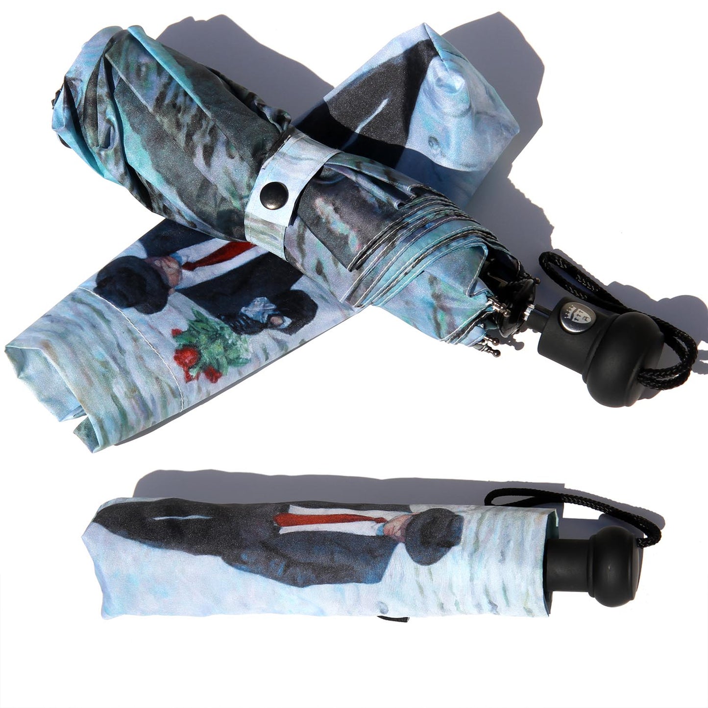 Quality pocket umbrella from Art by Theo Michael inspired by the original oil painting Romance Isn't Dead