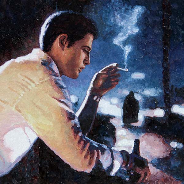 Film Noir style painting by Theo Michael, Heartbreak Hotel