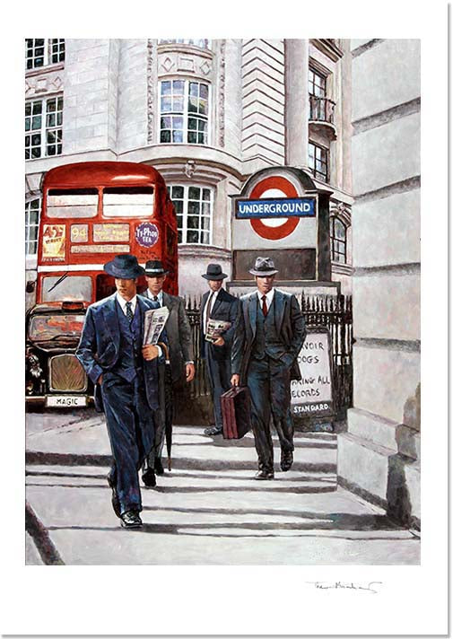 Fine Art Print of London with iconic bus and taxi by Theo Michael