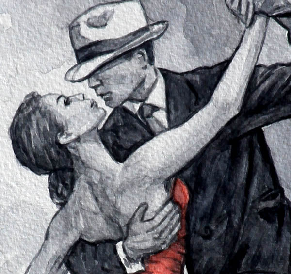 Watercolour painting by Theo Michael, detailTango