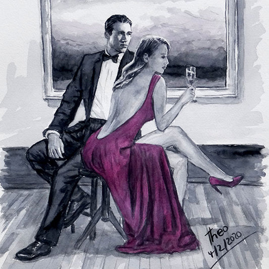 Watercolour sketch, The Art Collector