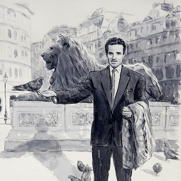 Trafalgar Square watercolour sketch a nostalgic painting by Theo Michael