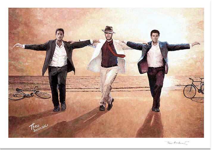 Beach painting, Zorbas Dance a Fine Art Print by Theo Michael