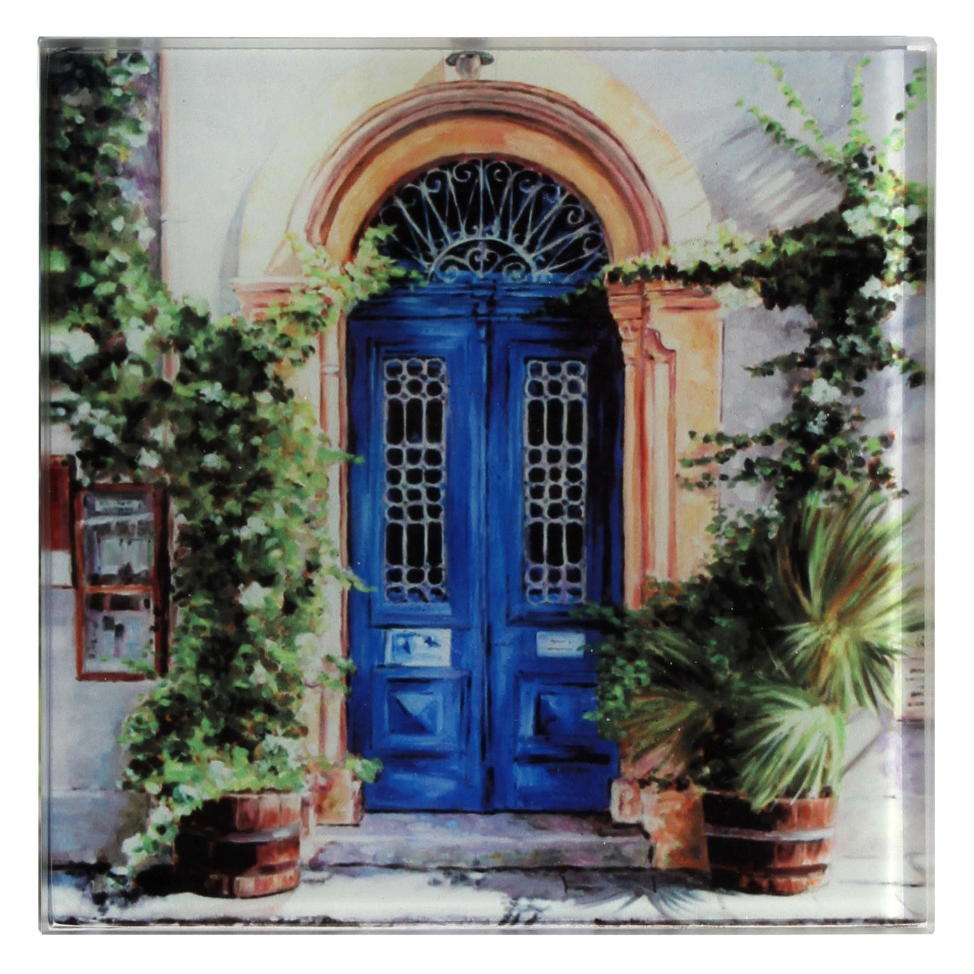 Glass Coaster, Mediterranean art design, The Blue Door Art Cafe 1900