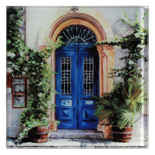 Glass Coaster, Mediterranean art design, The Blue Door Art Cafe 1900