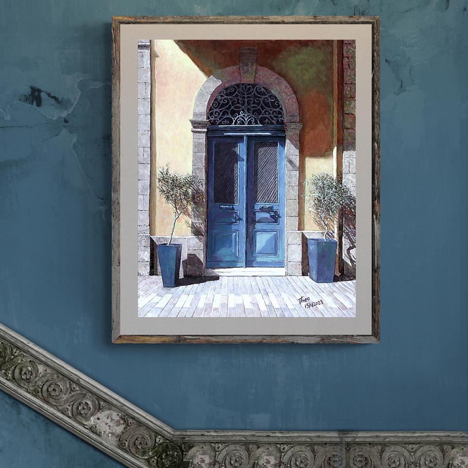 Door painting the leventis museum in Nicosia an oil painting by Theo Michael