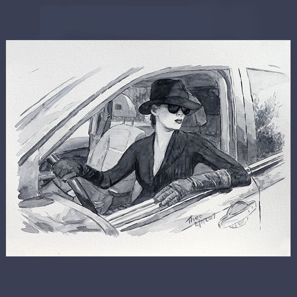 Original paintings Theo Michael, watercolour study Femme Noir