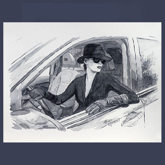 Original paintings Theo Michael, watercolour study Femme Noir