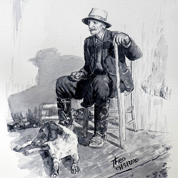 Cyprus Traditions, Cyprus Paintings, a Reno Wideson photo interpreted as a watercolour painting by Theo Michael