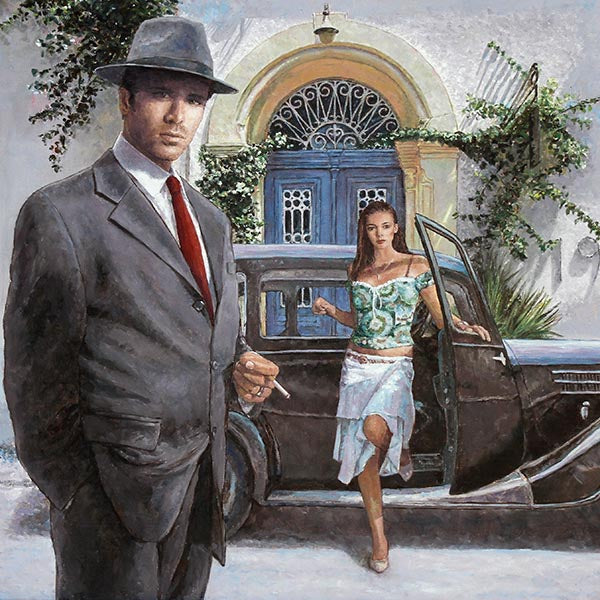 oil painting Art Cafe 1900 revisited by Theo Michael
