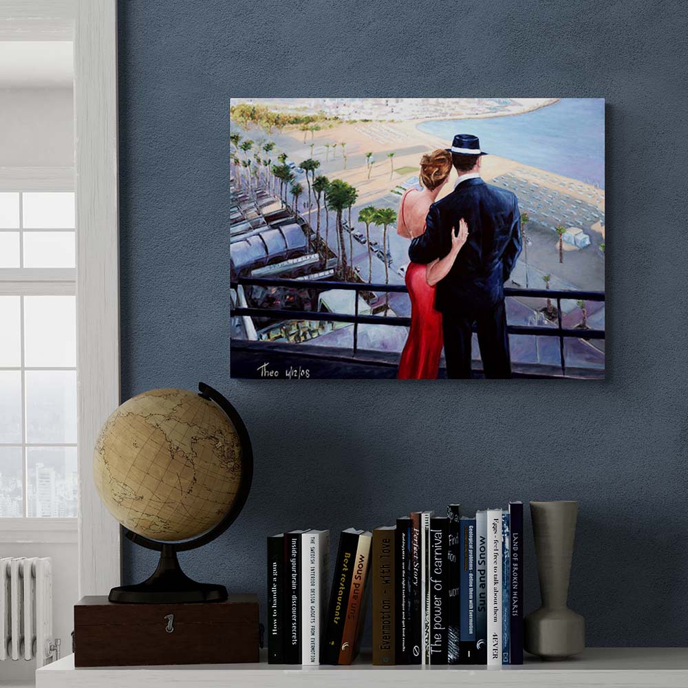 Enhance the Charm of Your Home with Art by Theo Michael Canvas Art, original romantic oil painting titled Balcony With View