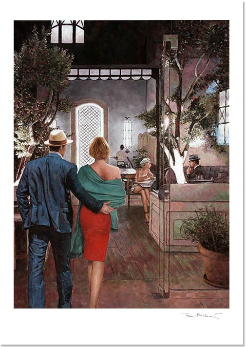 Fine Art Print of the Larnaca restaurant Arxontikon after an oil painting by Theo Michael, The Anniversary