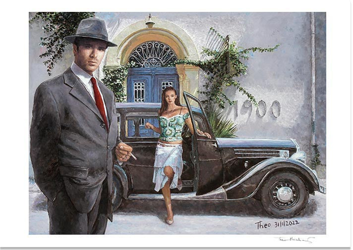 Fine Art Print Art Cafe 1900 in Larnaca by Theo Michael