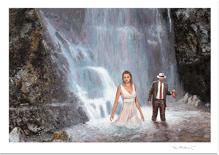 Fine Art Print waterfall by Theo Michael, Caledonia Falls in Cyprus Troodos mountains