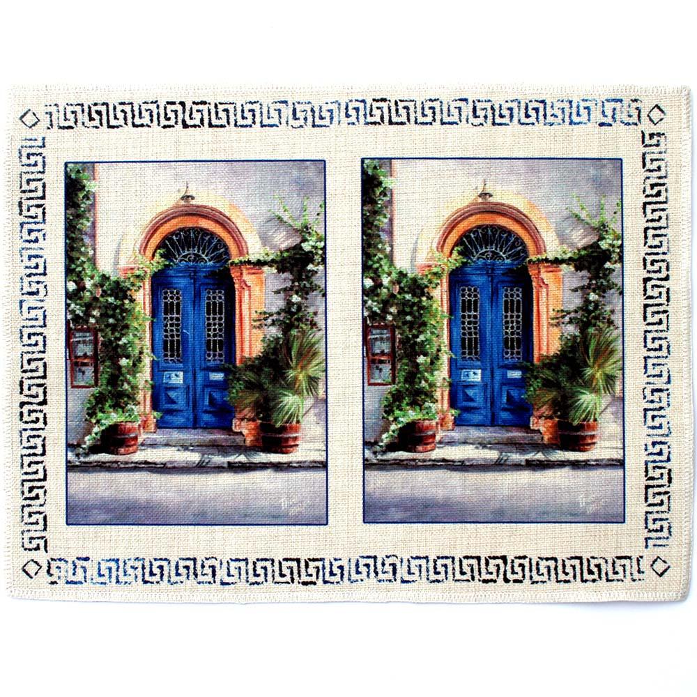Place mat The Blue Door a Mediterranean art design