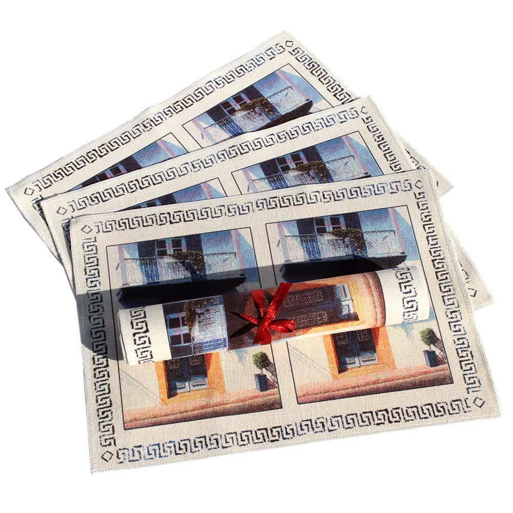 Place mats, Mediterranean art design of a Cyprus Blue Door by Theo Michael