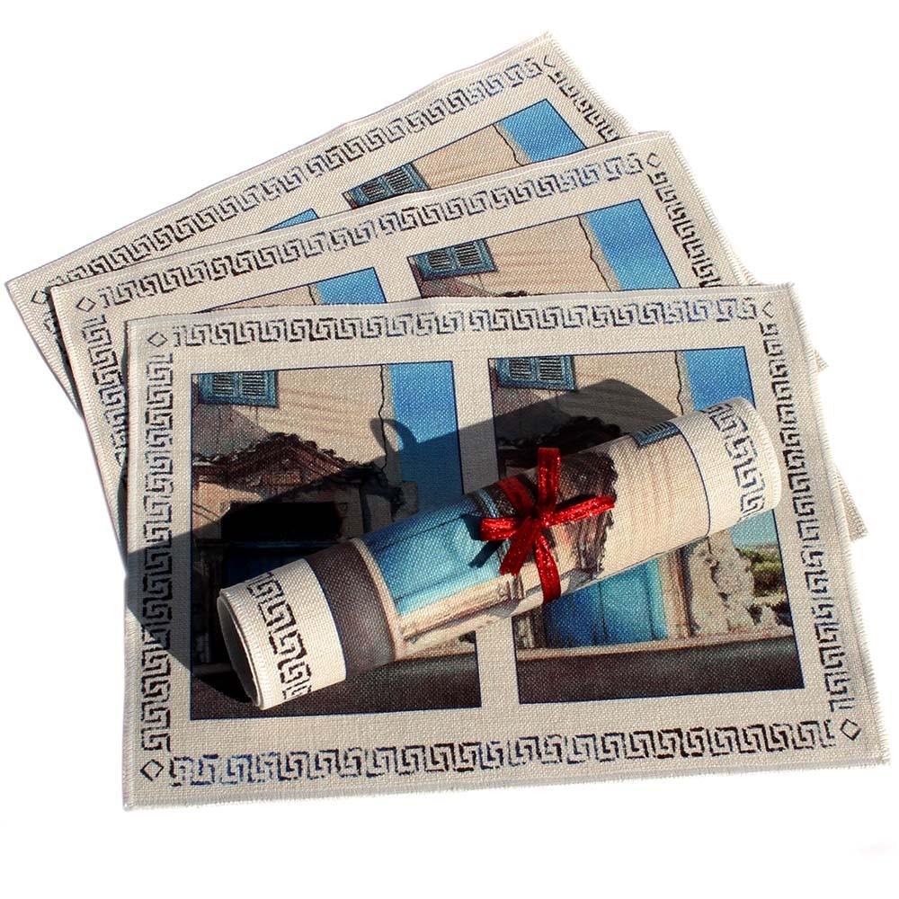 Place mats Mediterranean art design of Village Blue Door by Theo Michael