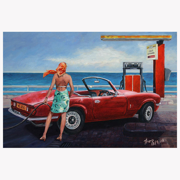 Art Noir painting by Theo Michael, The Spitfire, a classic car