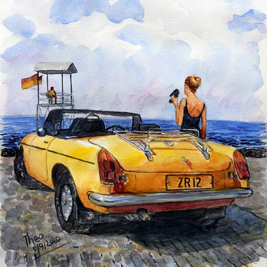 Watercolour study, The Yellow MG