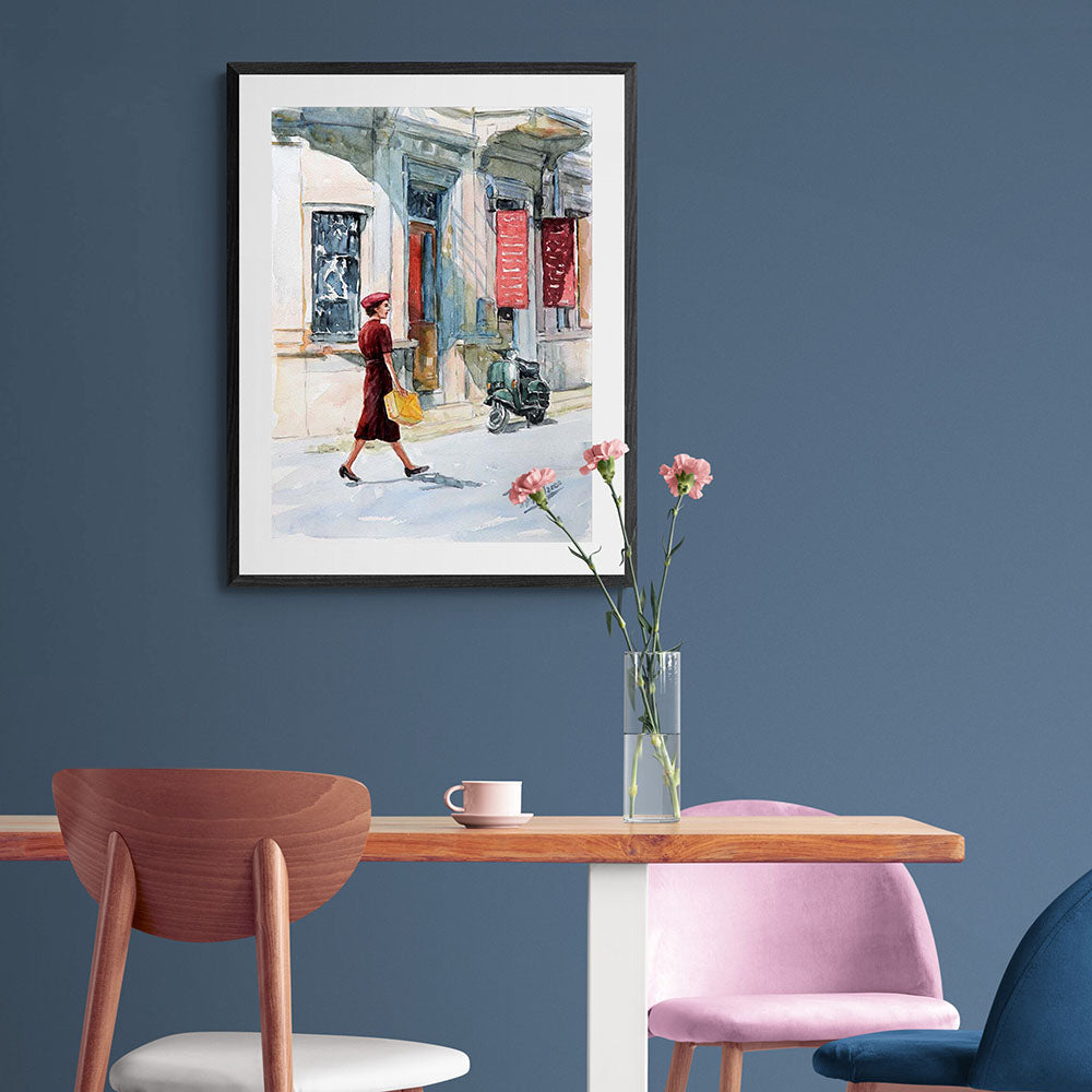 Watercolour painting The Vespa by Theo Michael