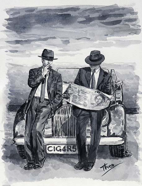 Watercolour sketch Happiness Is by Theo Michael