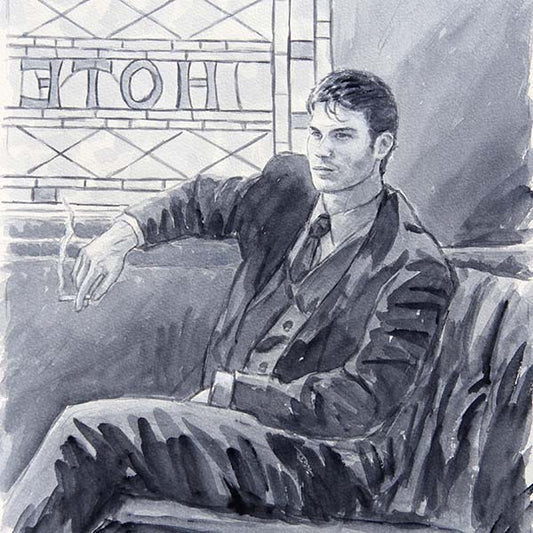 watercolour sketch the hotel bar by Theo Michael