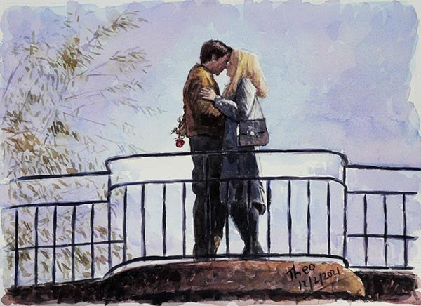 Watercolour paintings, Theo Rose and original watercolour sketch by Theo Michael