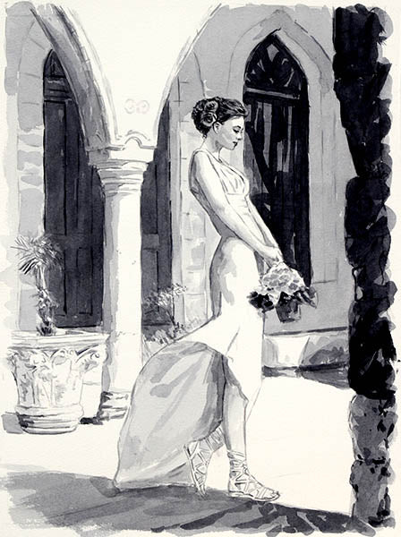 watercolour sketch, the flower basket by Theo Michael