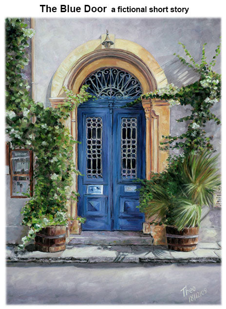 The Blue Door of the Art Cafe 1900 in Larnaca, Cyprus