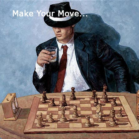 A chess oil painting by Theo Michael titled Make Your Move