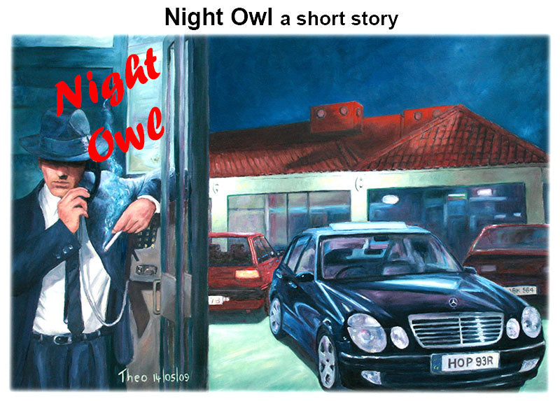 Night Owl Painting Theo Michael, Story Chris Christodoulou