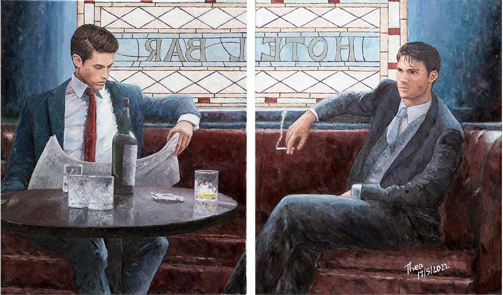bar painting, the lounge bar by Theo Michael, read this short story inspired by this painting