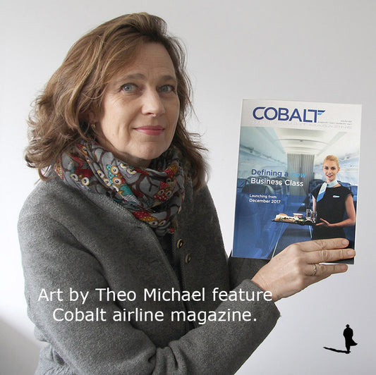 Art by Theo Michael is featured in the Cobalt airline magazine, Larnaca Through The Eyes Of An Artist