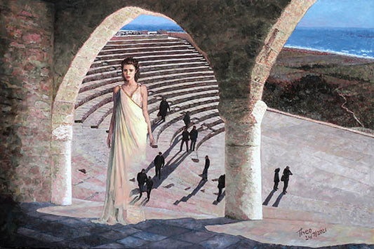 Tourist Destinations Kourion Amphitheatre in Cyprus, an oil painting by Theo Michael