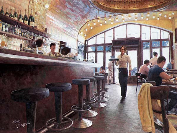 Cafe Paris a short story accompanying the oil painting by Theo Michael