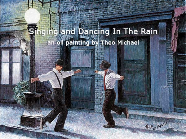 Singing In The Rain inspired oil painting by Theo Michael