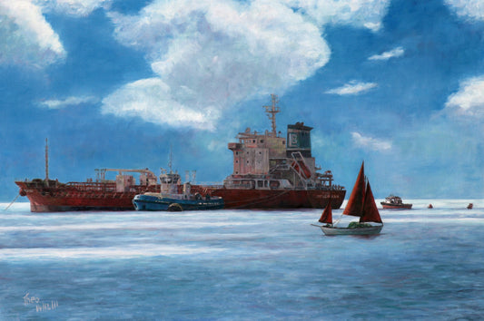 seascape painting The Tanker by Theo Michael