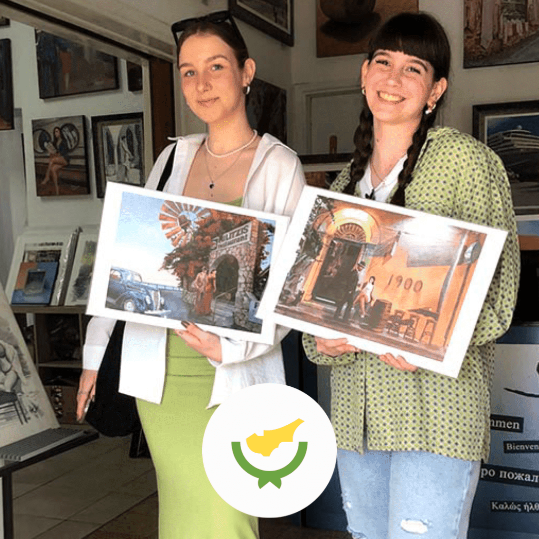 2 girls from cyprus visited our studio and bought 2 art pieces from art by theo michael. they rated us with 5 stars