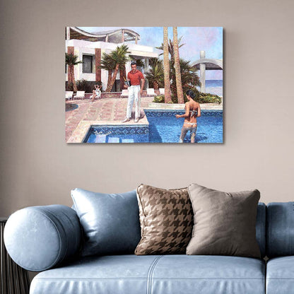 Canvas print the Swimming Pool, Radisson Beach Hotel Larnaca, an oil painting by Theo Michael