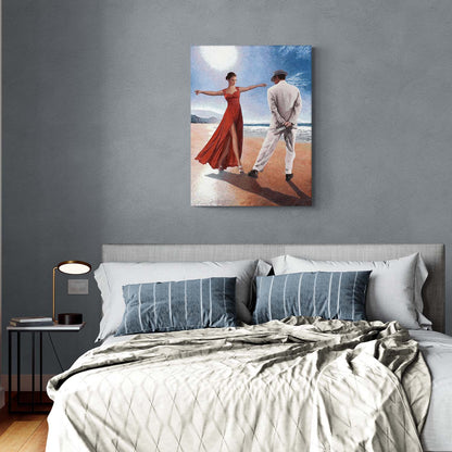 Art Noir beach Canvas print paintings of a couple dancing with a knife by Theo Michael titled The Last Dance