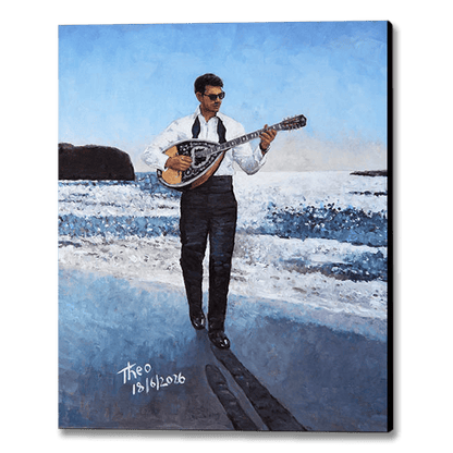 The Bouzouki Player by the Beach