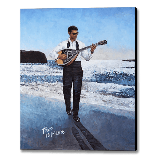 The Bouzouki Player by the Beach