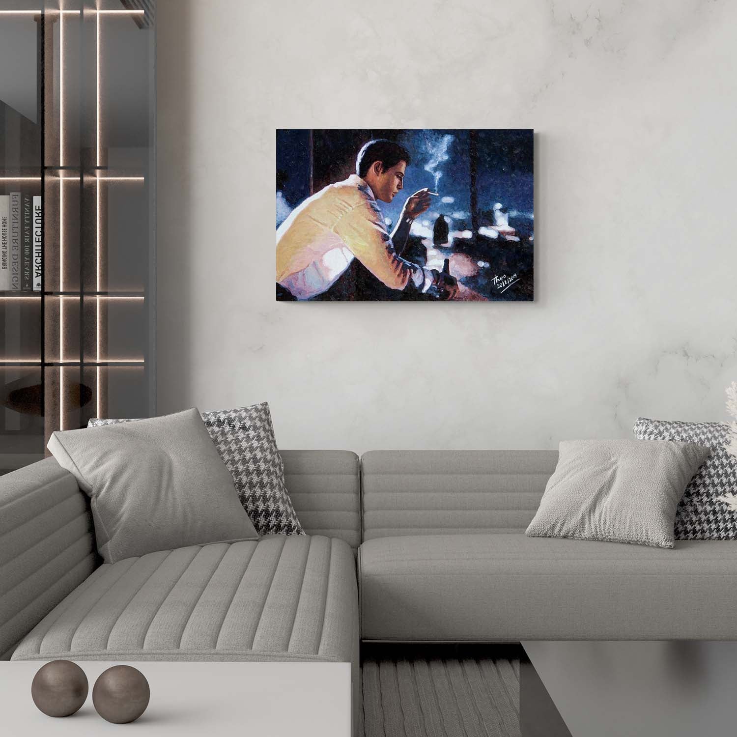 Canvas print of an Art Noir oil painting by Theo Michael titled Heartbreak Hotel
