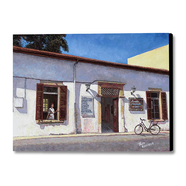 Canvas wall art of Old Town Architecture in Larnaca Cyprus by Theo Michael. 