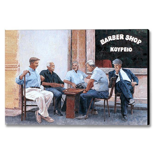 Cyprus oil painting, The Backgammon Players