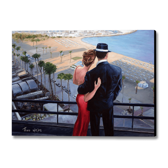 Enhance the Charm of Your Home with Art by Theo Michael: Canvas Art and Fine Art Prints, original romantic oil painting titled Balcony With  View