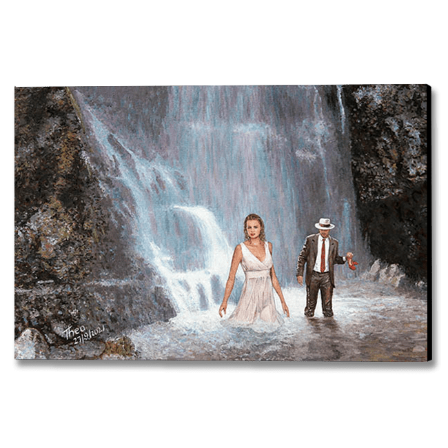 Canvas print of the oil painting caledonia waterfall in Cyprus by Theo Michael