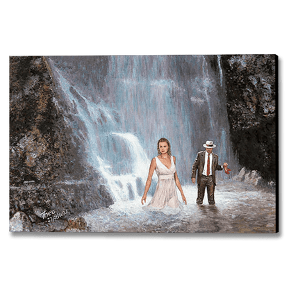 Canvas print of the oil painting caledonia waterfall in Cyprus by Theo Michael